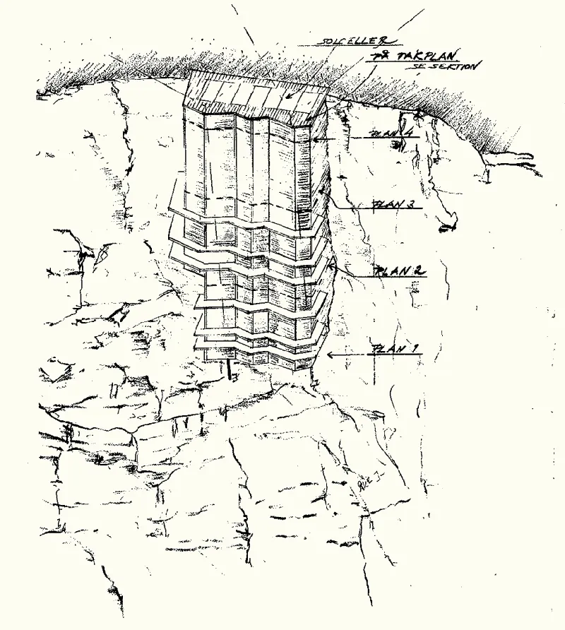 Architectural drawing of the Auklab at Stora Karlsö.