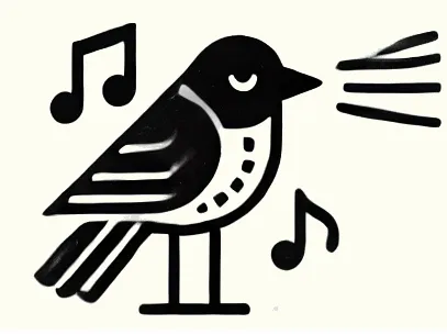 An icon illustrating a bird that is vocalizing.