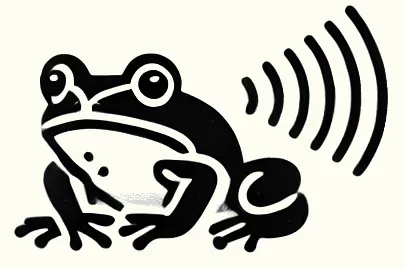 An icon illustrating a frog that is vocalizing.