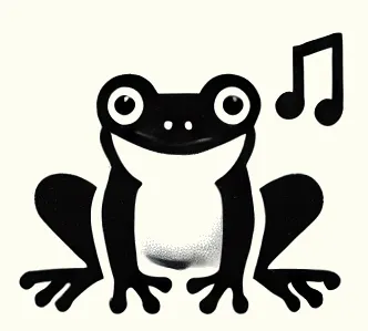An icon illustrating a frog that is vocalizing.